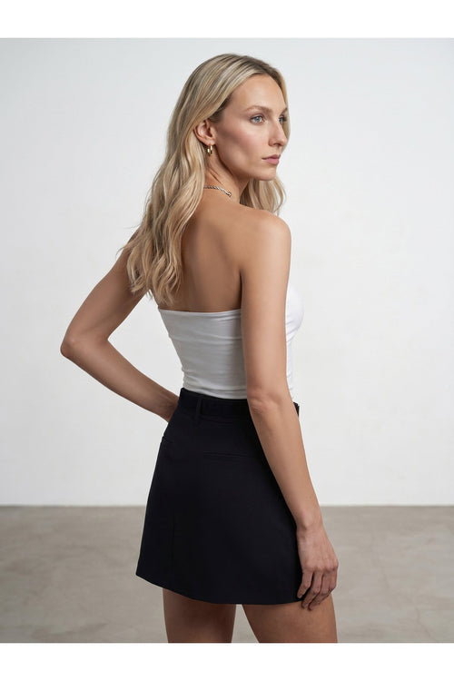 21218 Straplez Top-Beyaz
