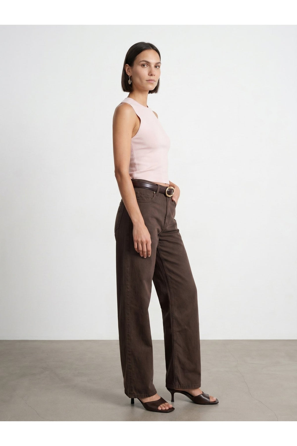 72323 Lyocell Karışımlı Wide Leg Jean-Kahve