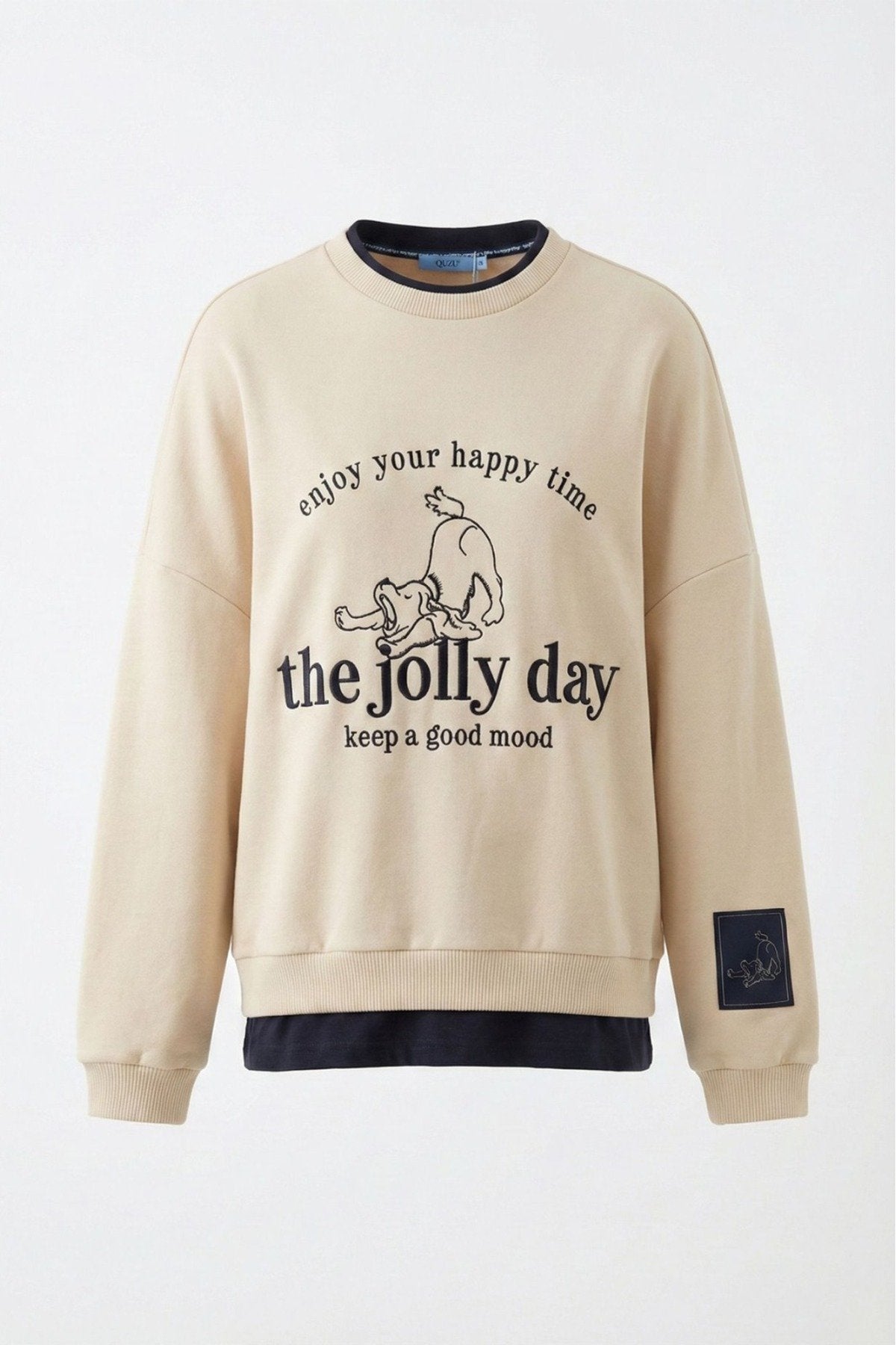 Nakış İşleme Detay Sweatshirt -Bej