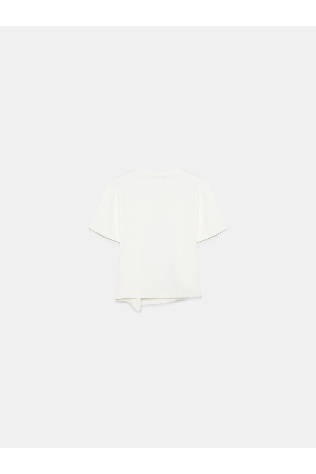 32445 Aksesuar Detaylı Basic T-Shirt-Ekru