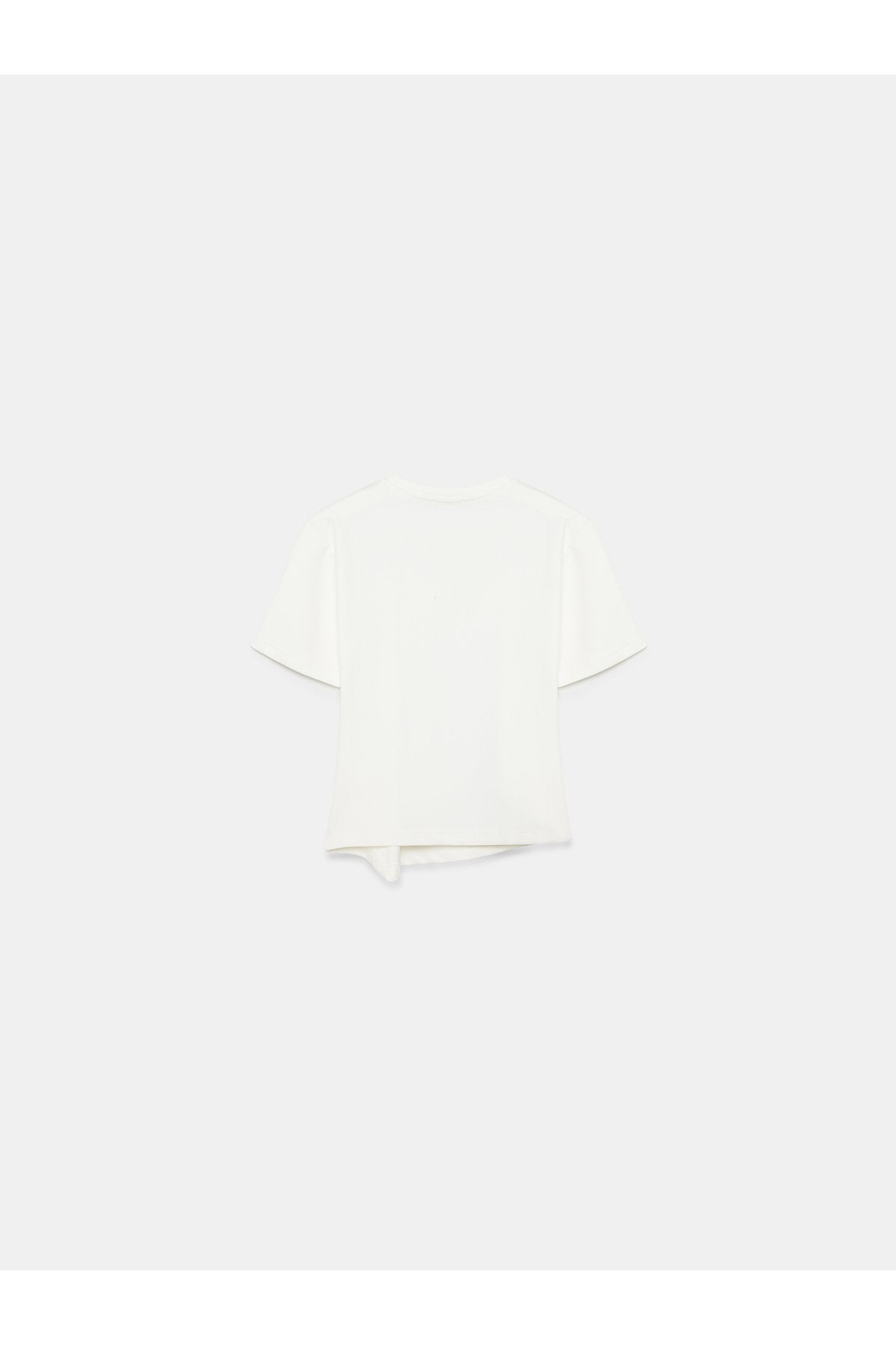 32445 Aksesuar Detaylı Basic T-Shirt-Ekru