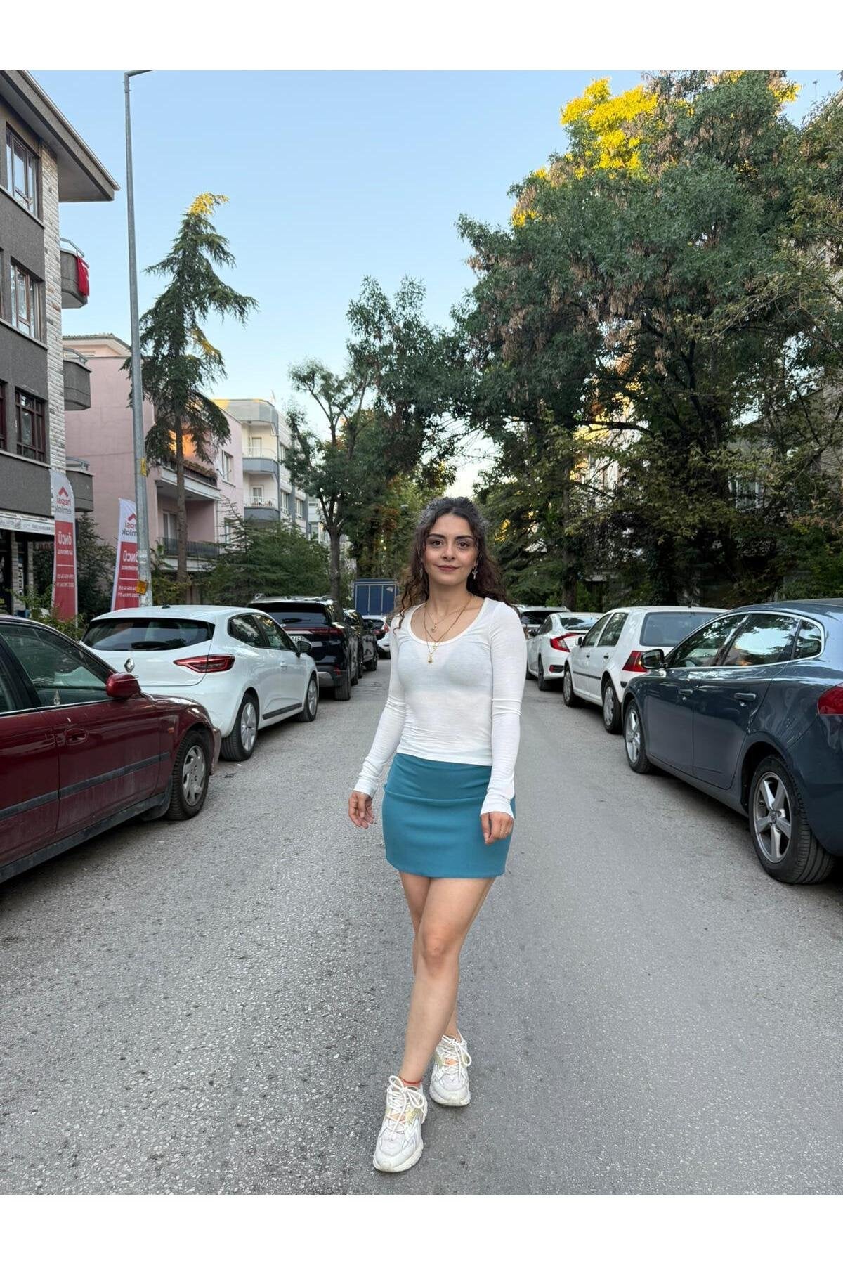 Klasik Mini Etek -İndigo