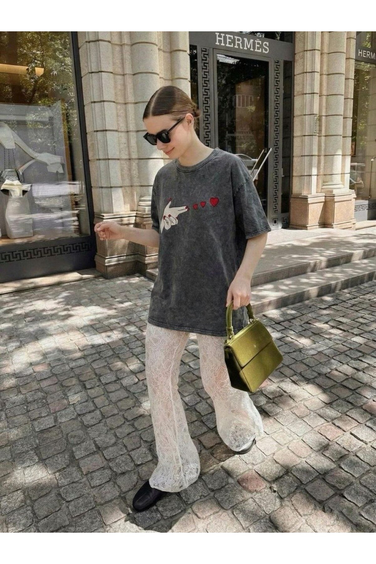 Pinterestgirl Oversize Kalıp Kalp Detay Tshirt