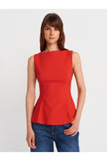 50281 Peplum Top-Kırmızı