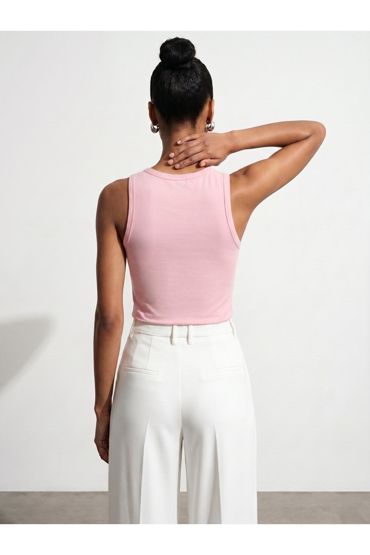 21259 Bisiklet Yaka Top-Toz Pembe