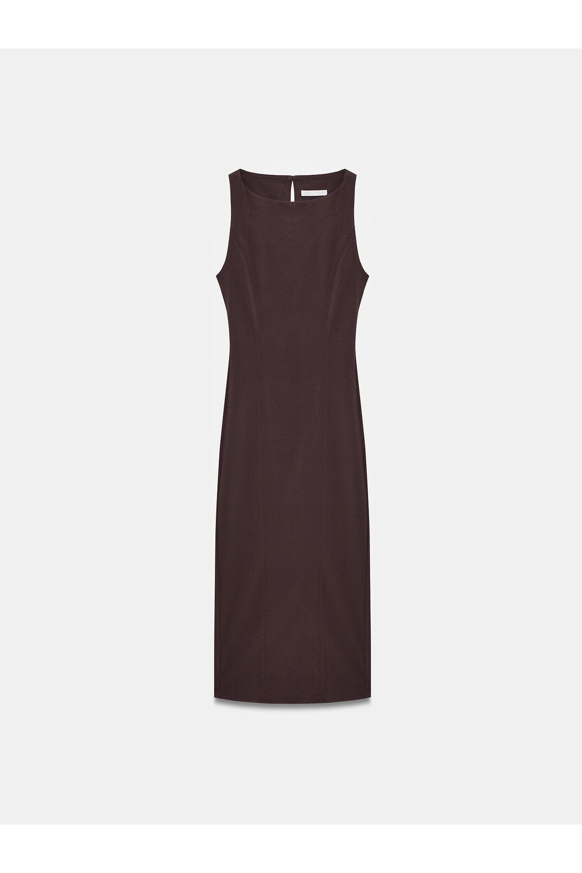 91099 Extra Slim Fit Midi Elbise-Koyu Kahve