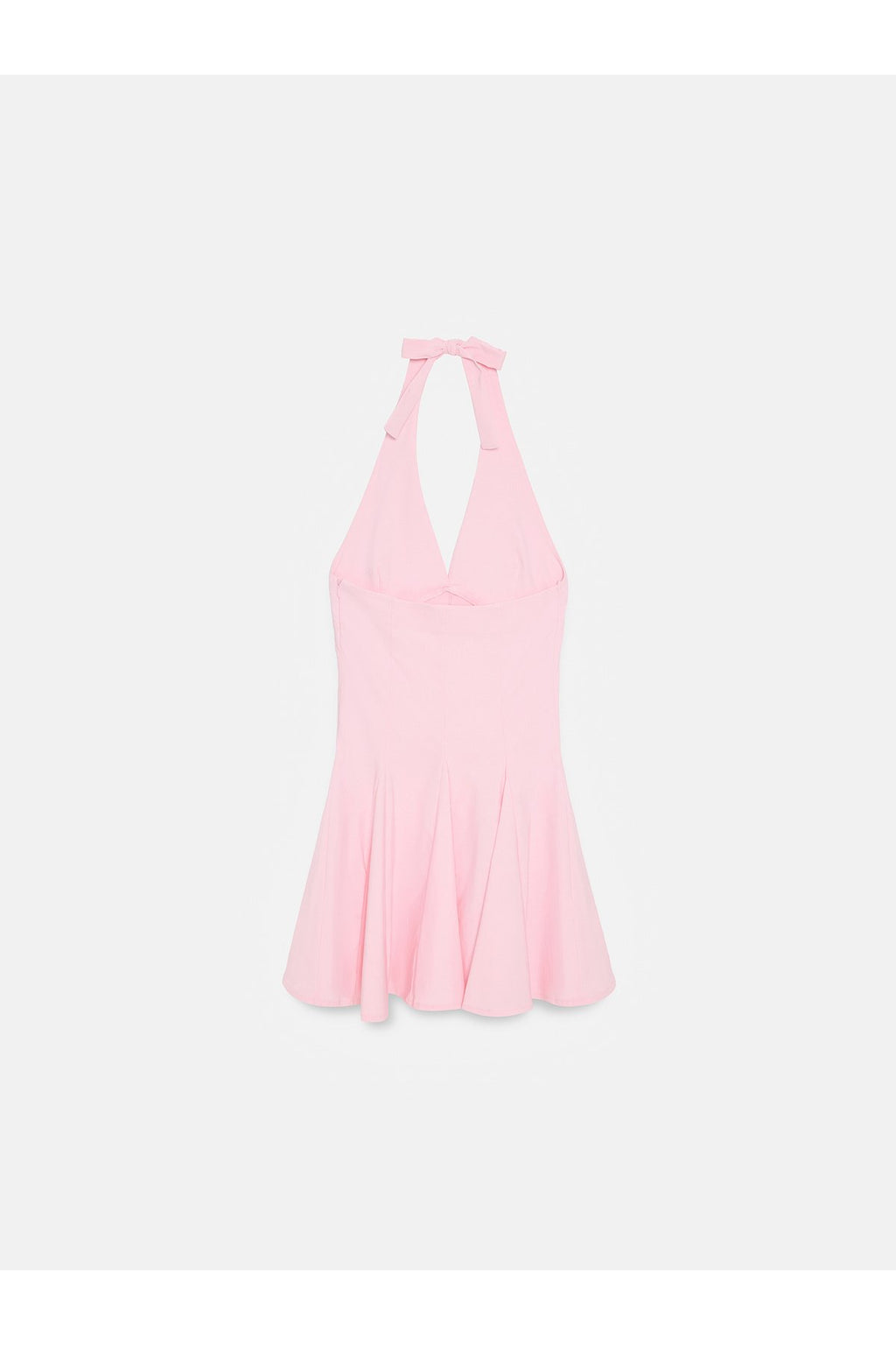91633 Halter Yaka Mini Elbise-Toz Pembe