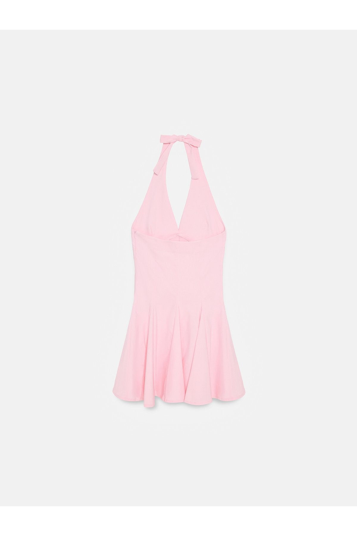 91633 Halter Yaka Mini Elbise-Toz Pembe