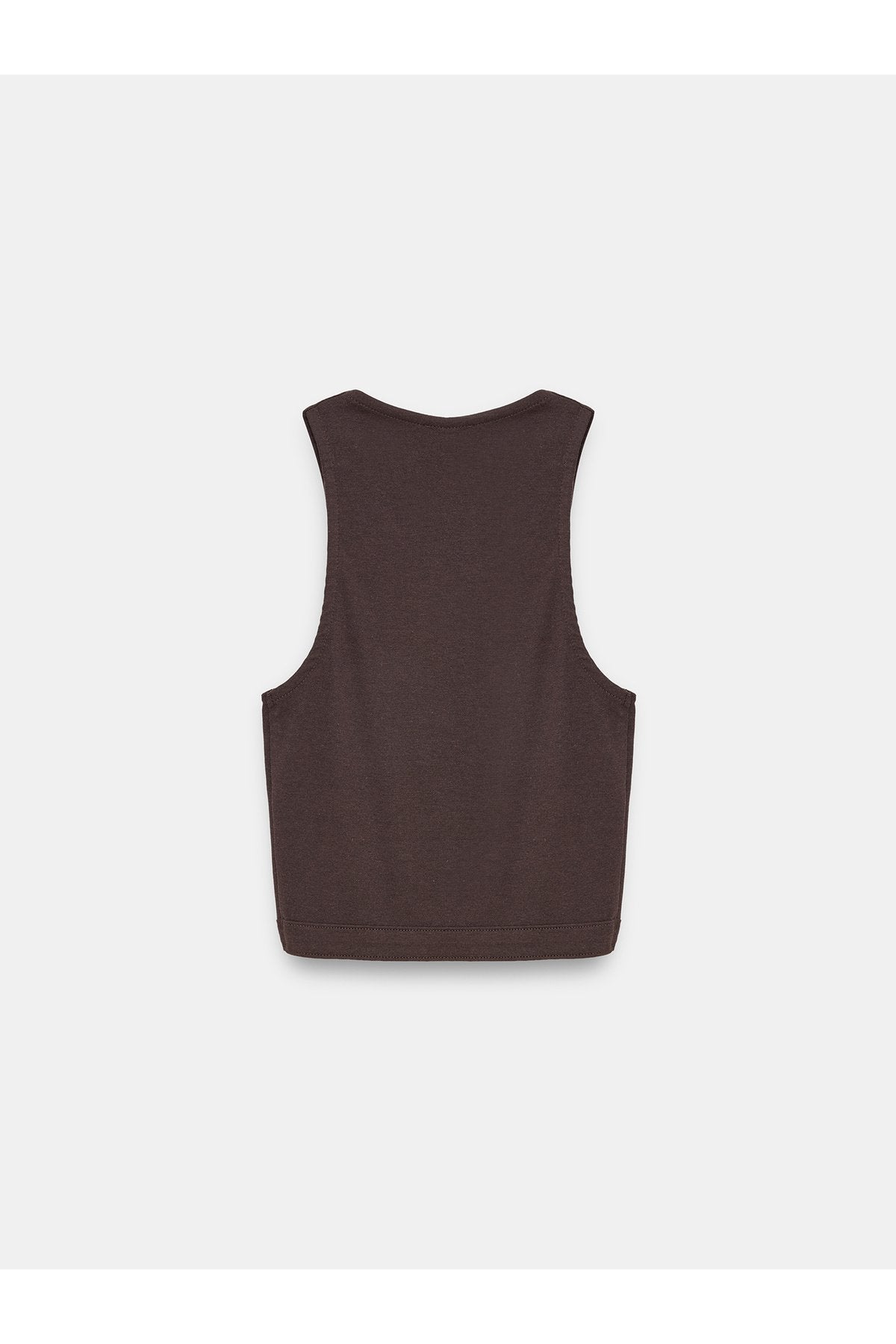 32941 Lyocell Crop Top-Koyu Kahve