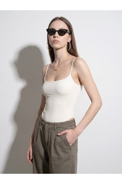 21216 Askılı Bodysuit-Ekru