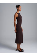 91099 Extra Slim Fit Midi Elbise-Koyu Kahve