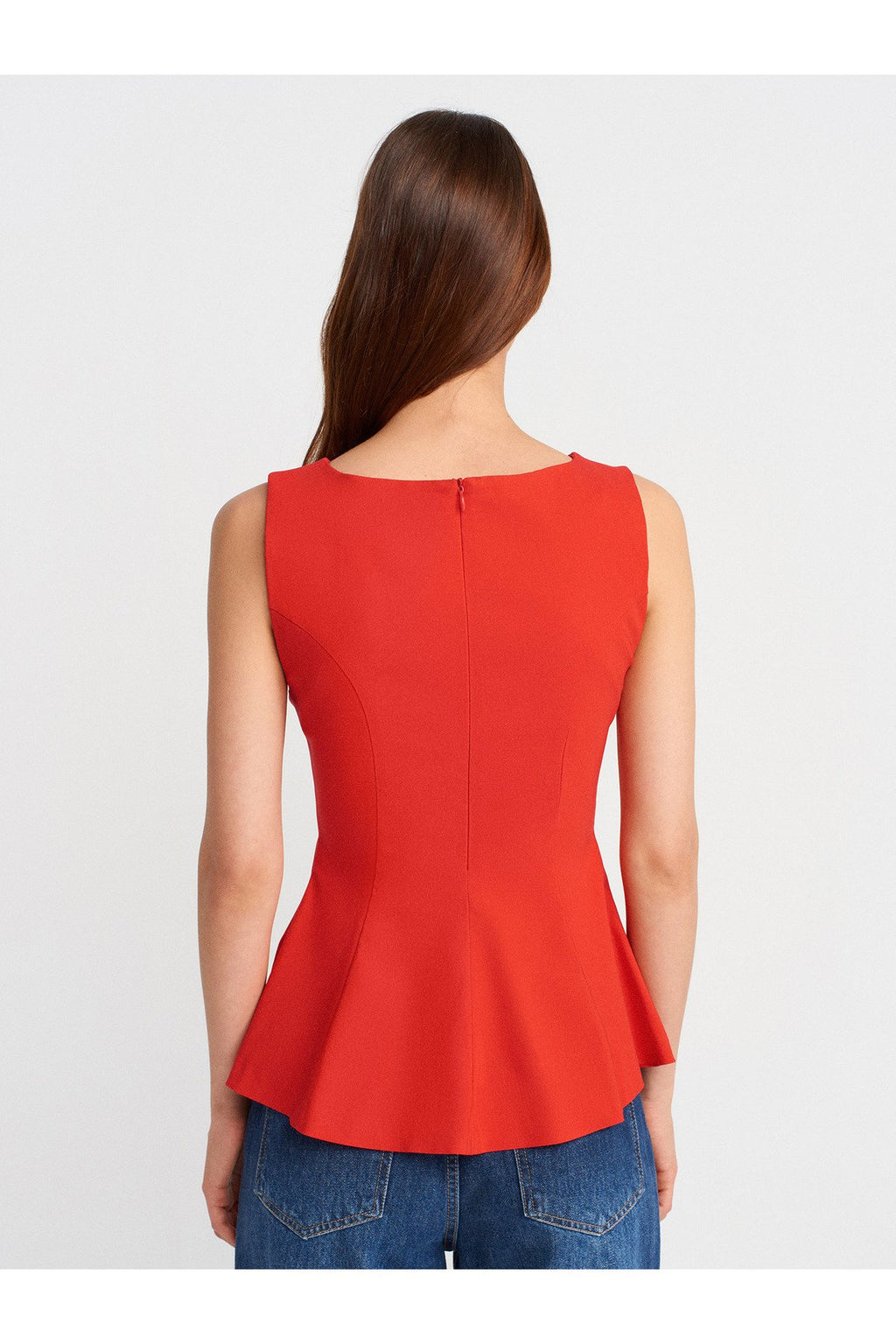 50281 Peplum Top-Kırmızı