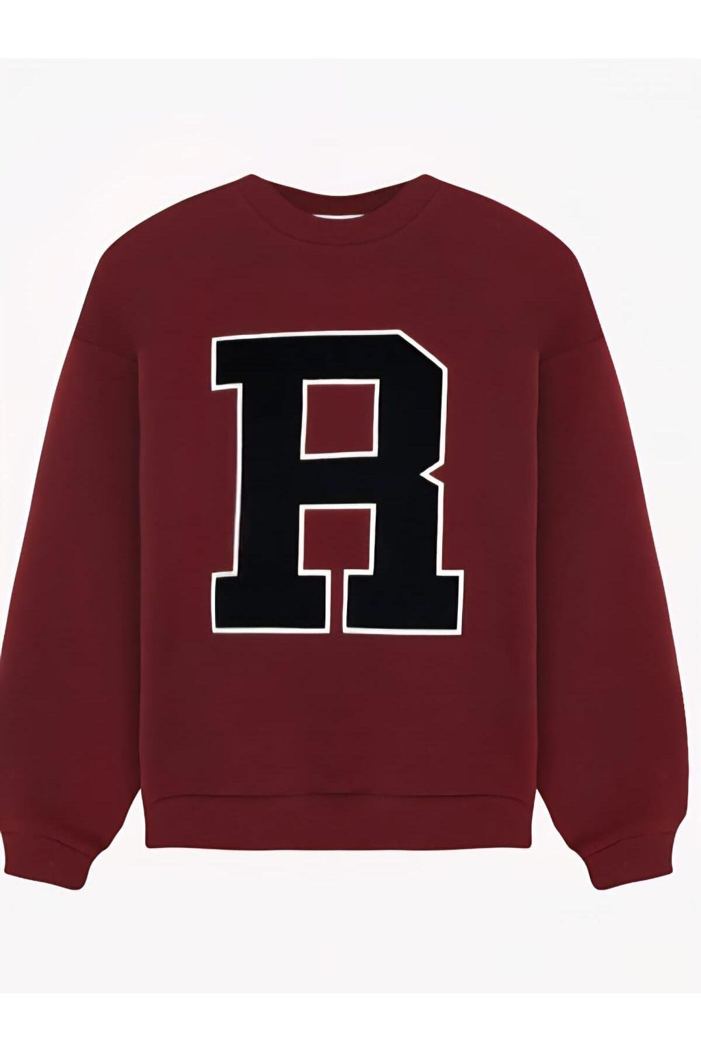 R Nakışlı Oversize Sweatshirt Bordo