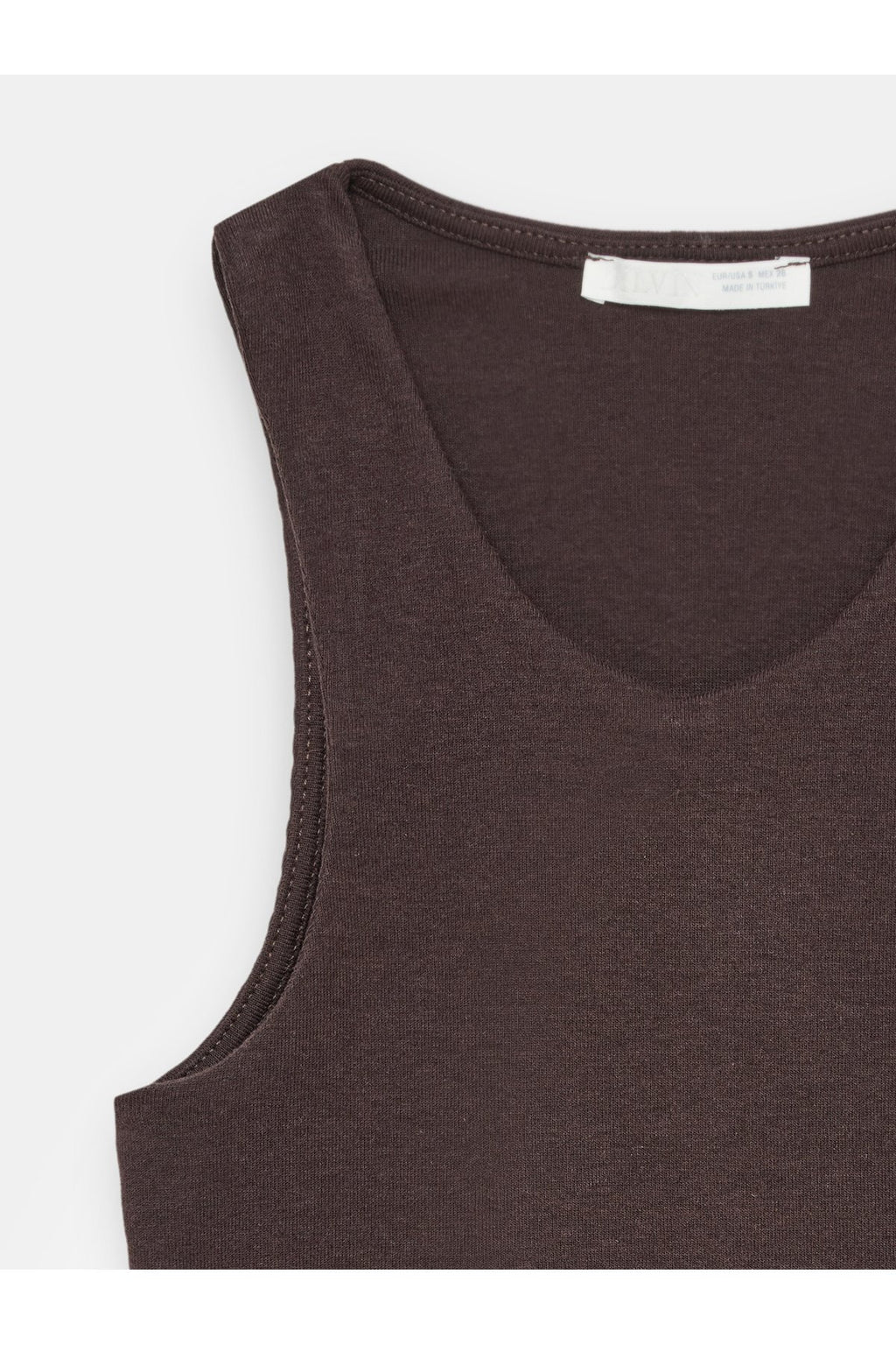 32941 Lyocell Crop Top-Koyu Kahve