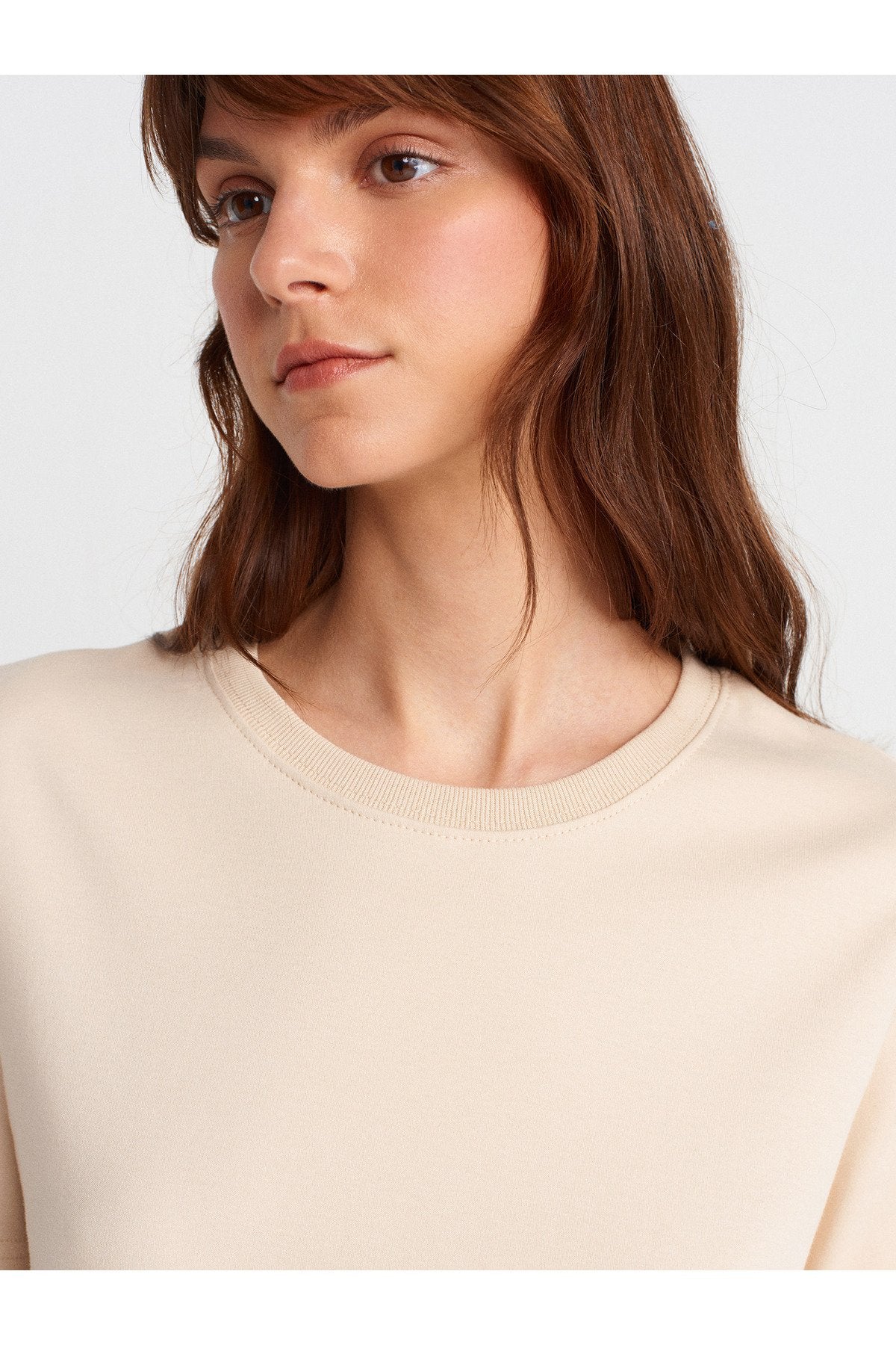 31763 %100 Pamuk Bisiklet Yaka T-shirt-Taş
