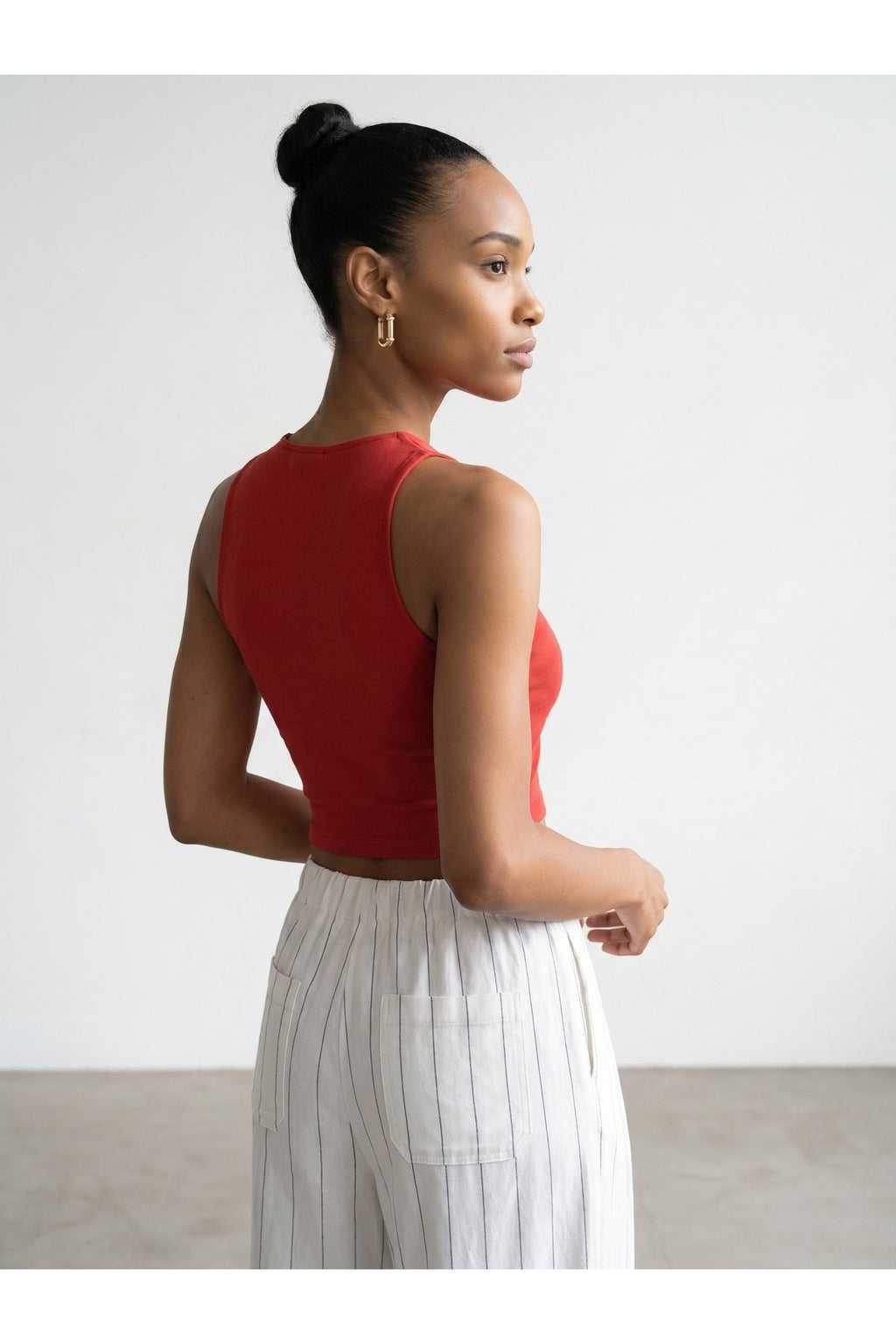 32941 Halter Yaka Crop Top-Kırmızı