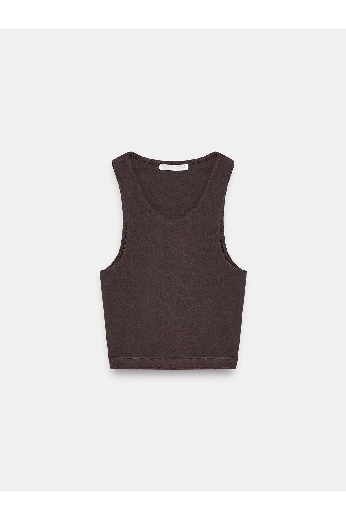 32941 Lyocell Crop Top-Koyu Kahve