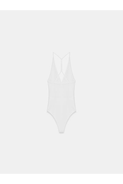 21175 Halter Yaka Bodysuit-Beyaz