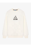 Köpek ve Pati Desenli Oversize Sweatshirt Ekru