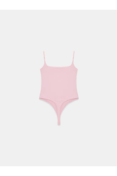 21216 Askılı Bodysuit-Toz Pembe