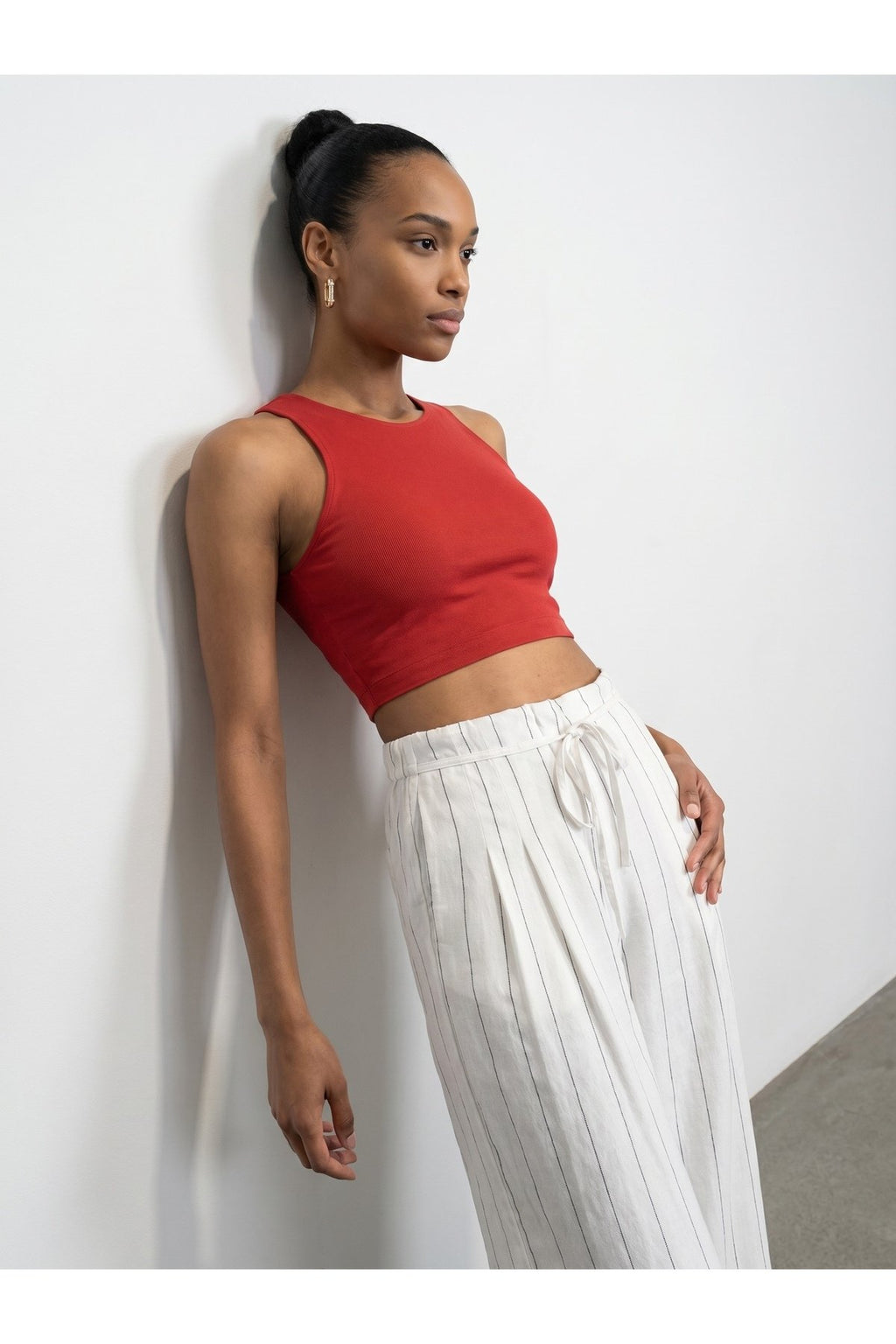 32941 Halter Yaka Crop Top-Kırmızı