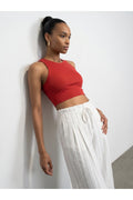 32941 Halter Yaka Crop Top-Kırmızı