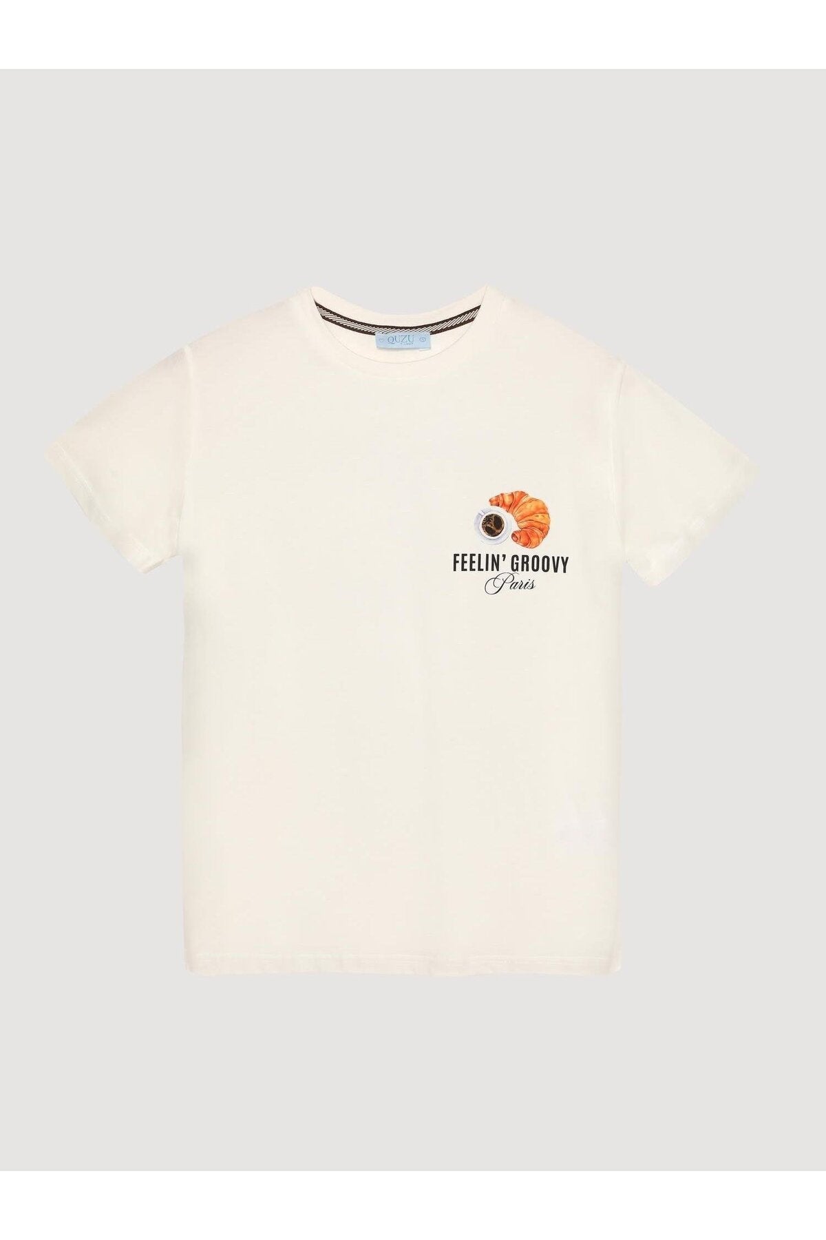 Baskılı Oversize T-shirt -Ekru