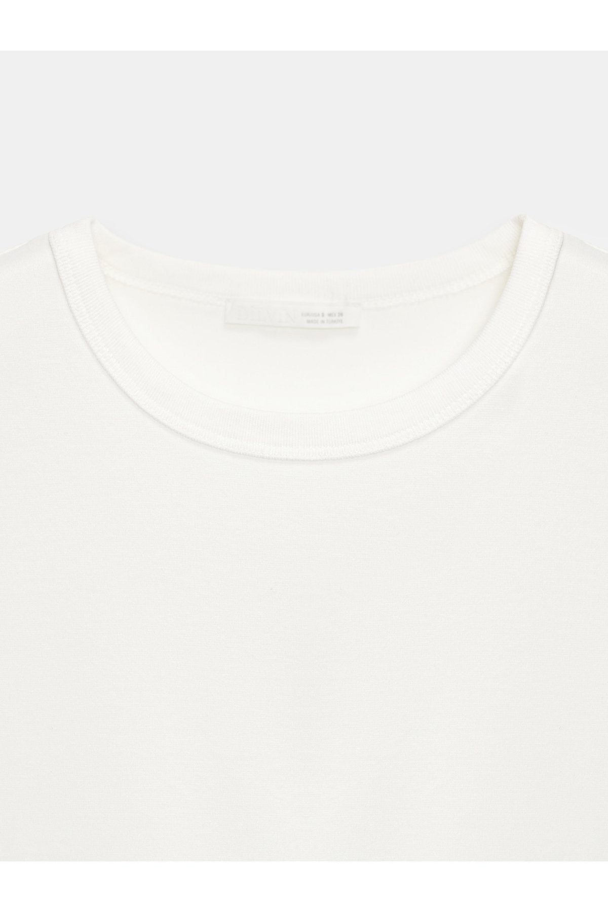 32779 Bisiklet Yaka T-shirt-Ekru