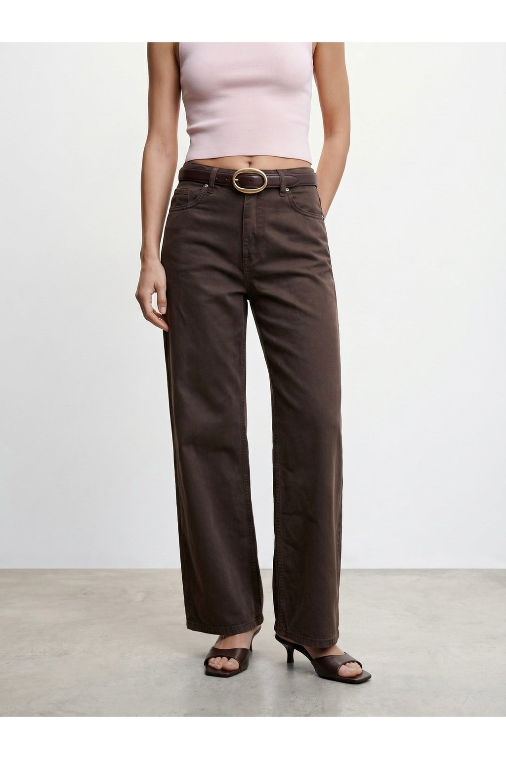 72323 Lyocell Karışımlı Wide Leg Jean-Kahve