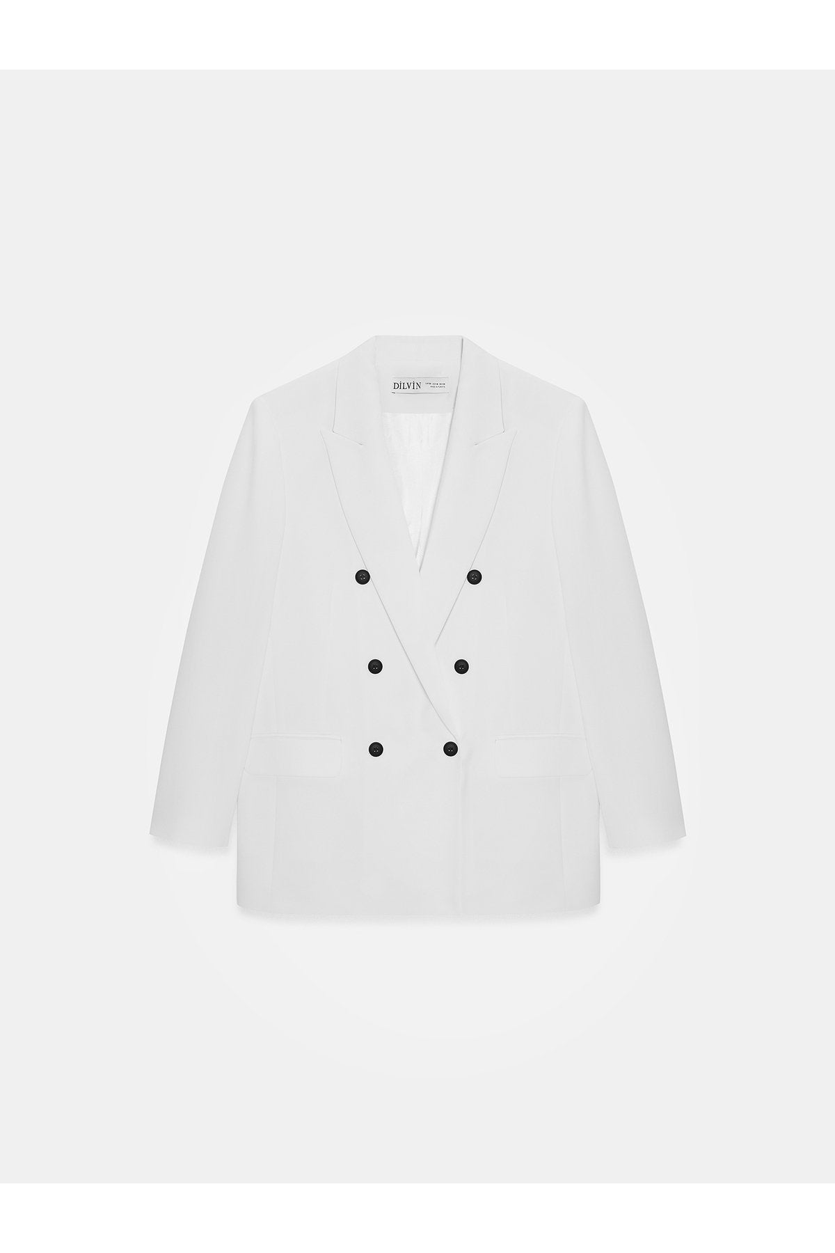 60785 Kruvaze Blazer Ceket-Beyaz