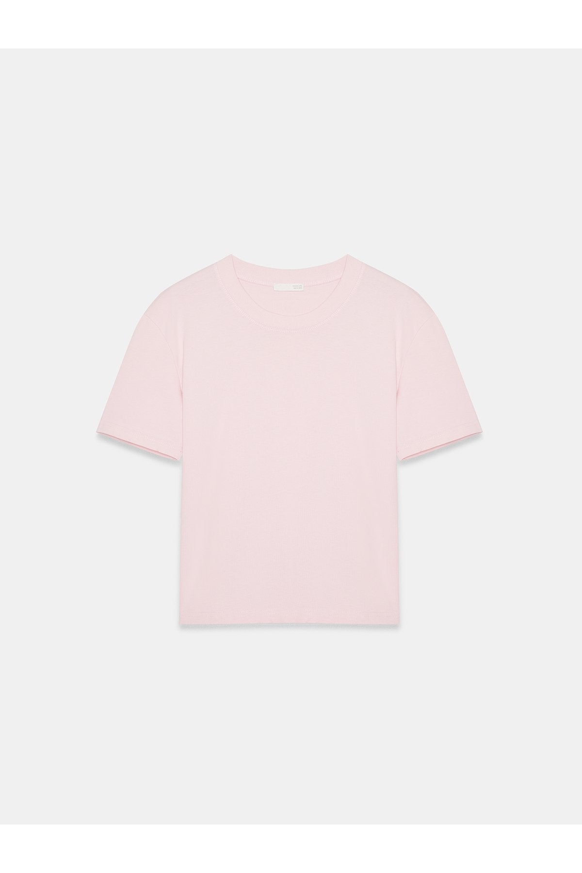 30312 %100 Pamuk Bisiklet Yaka T-Shirt-Toz Pembe