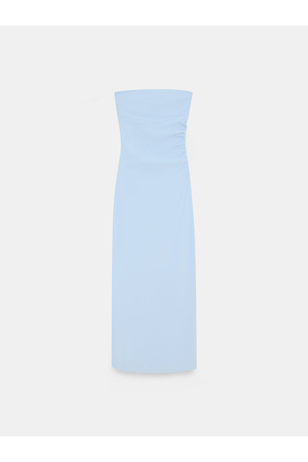 91368 Straplez Midi Elbise-Açık Mavi