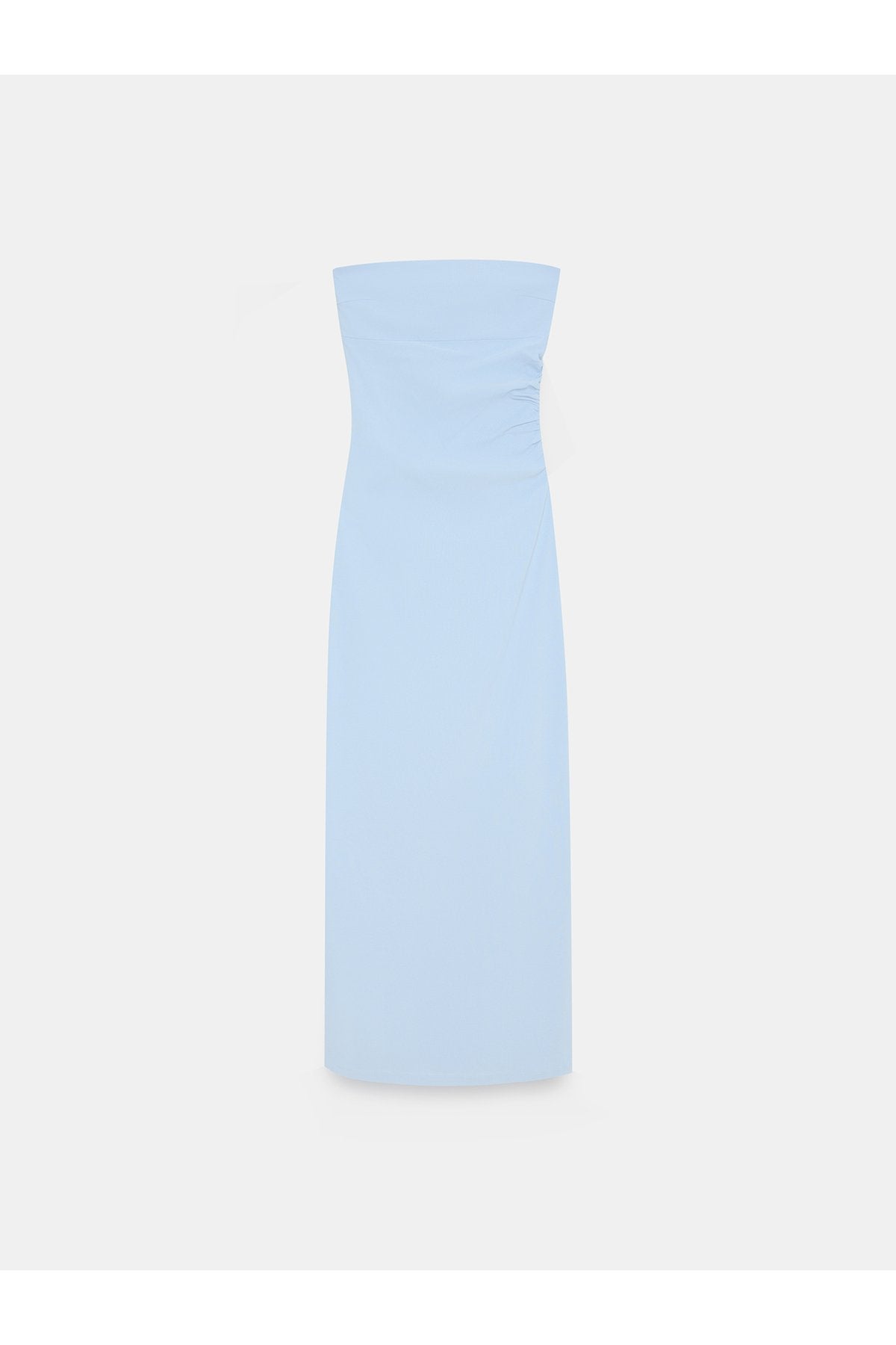 91368 Straplez Midi Elbise-Açık Mavi