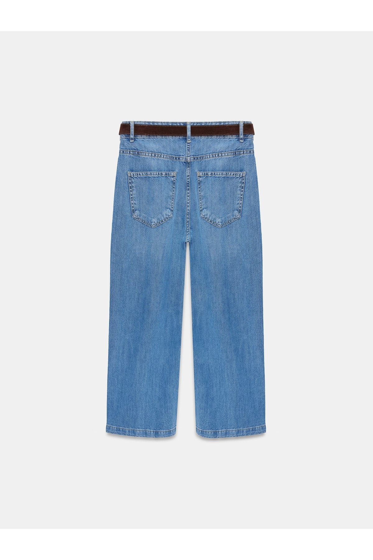 72298 Kemerli Geniş Paça Jean-Mavi