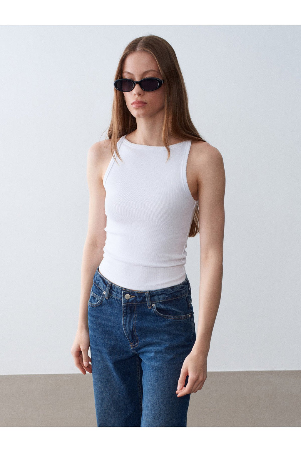 32892 Halter Yaka Top-Beyaz