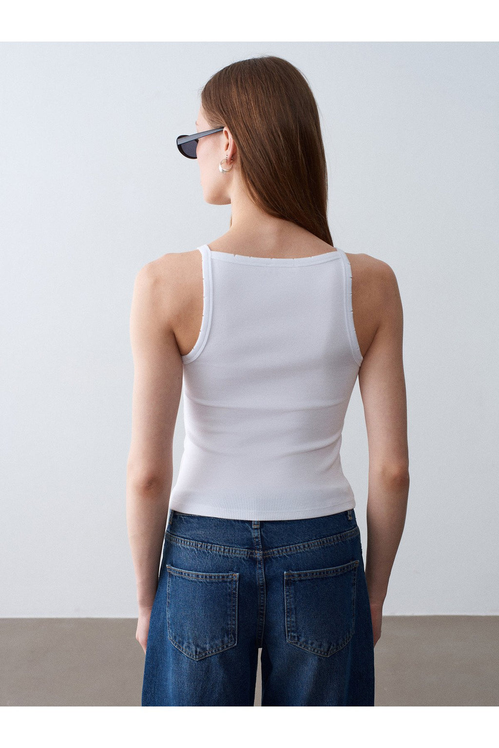 32892 Halter Yaka Top-Beyaz