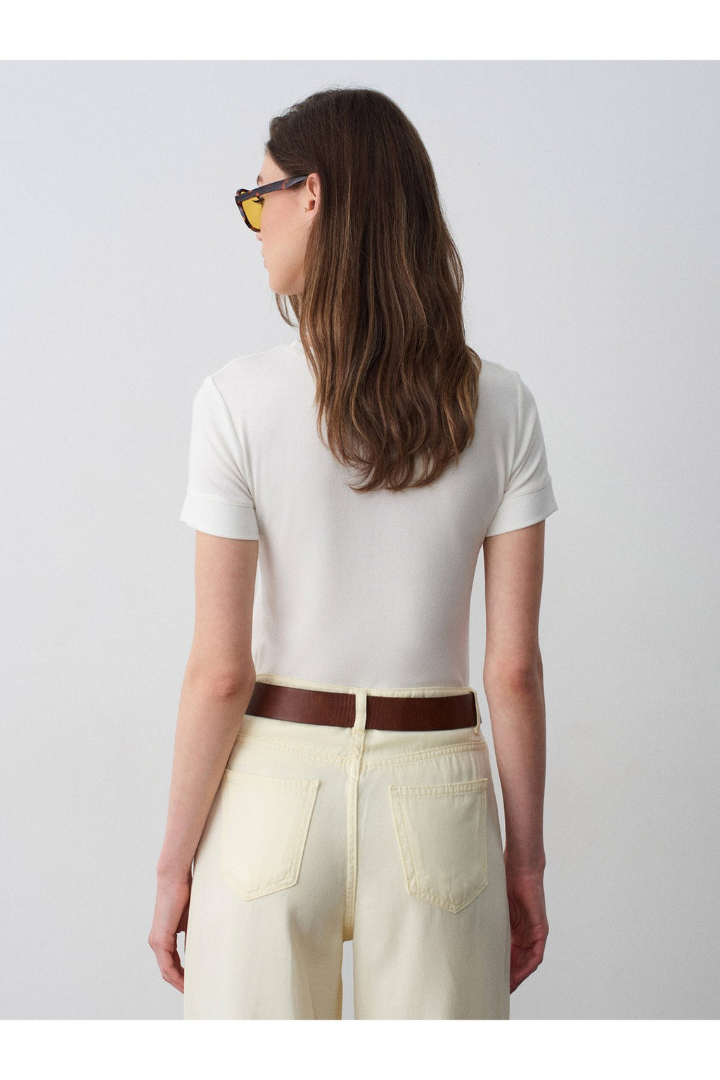 32637 Bisiklet Yaka T-Shirt-Ekru