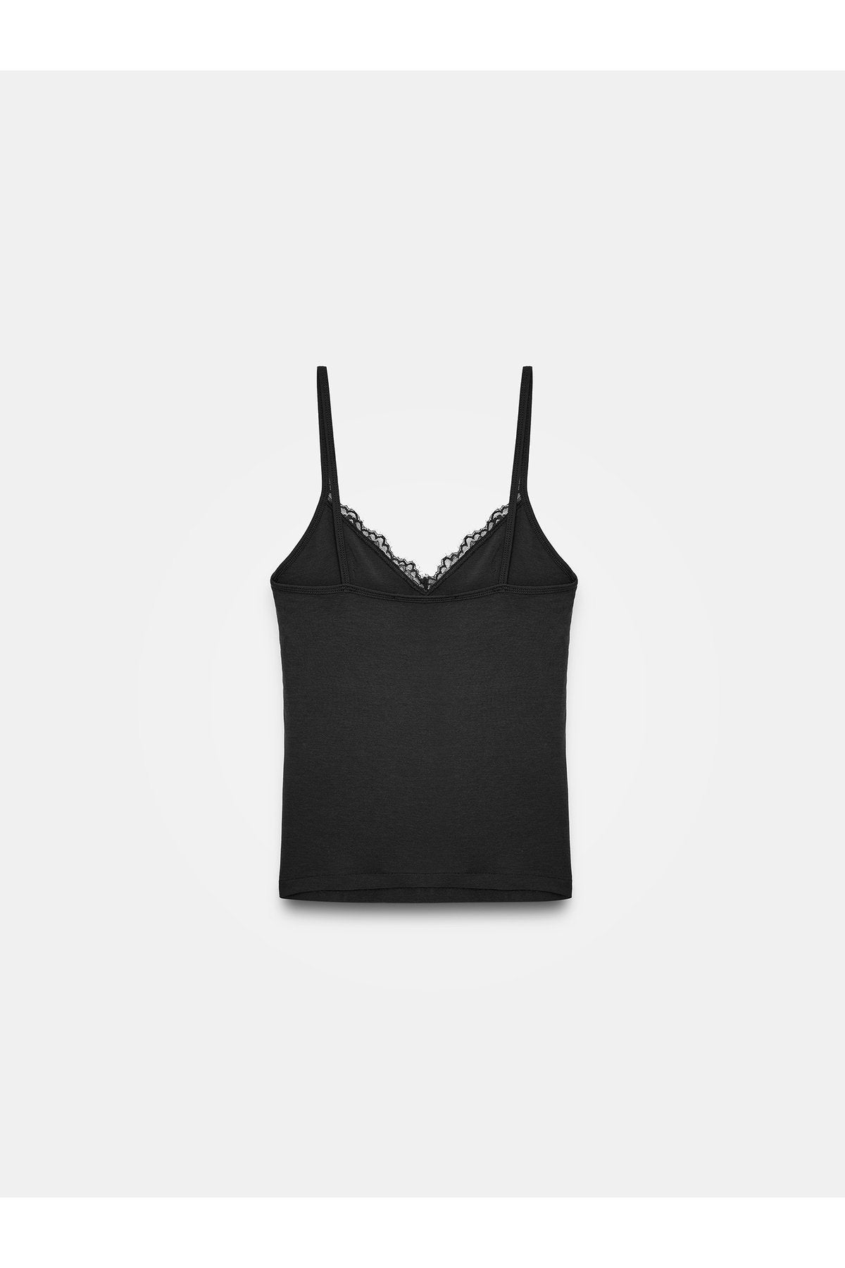 21191 Dantelli Top-Siyah