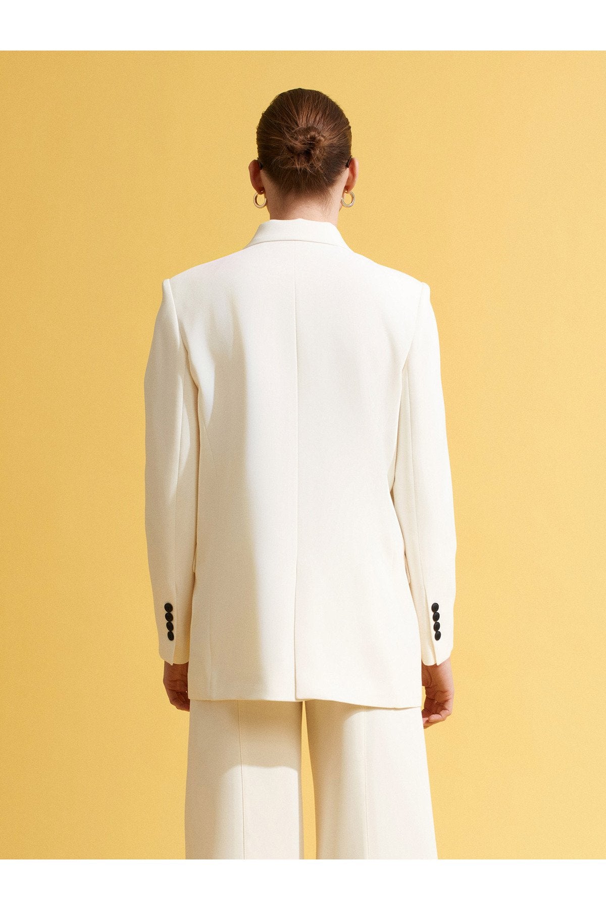 60785 Kruvaze Blazer Ceket-Beyaz