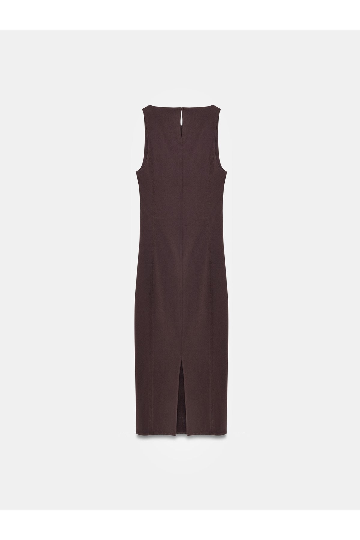 91099 Extra Slim Fit Midi Elbise-Koyu Kahve