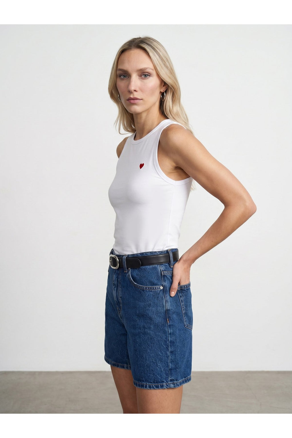 21259 Bisiklet Yaka Top-Beyaz