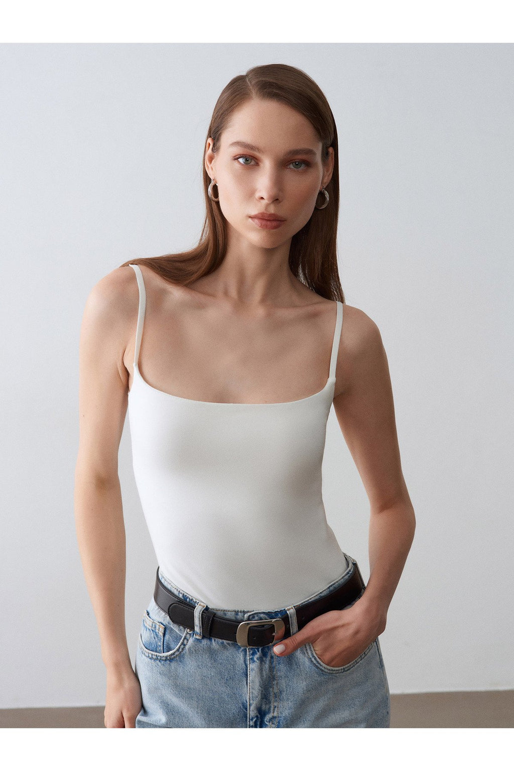 21200 Bra-Free Askılı Top-Ekru