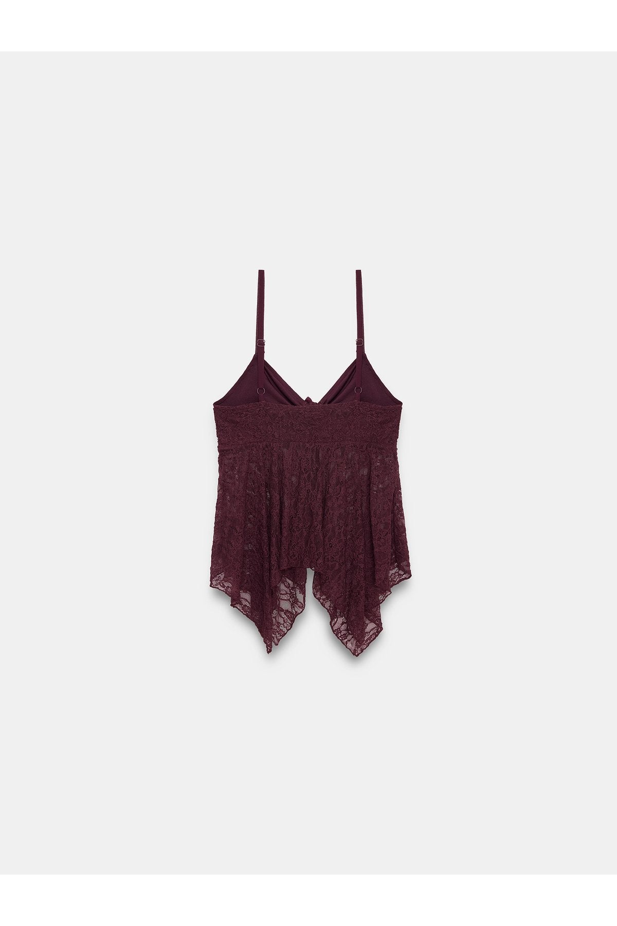 32768 Askılı Dantel Top-Bordo