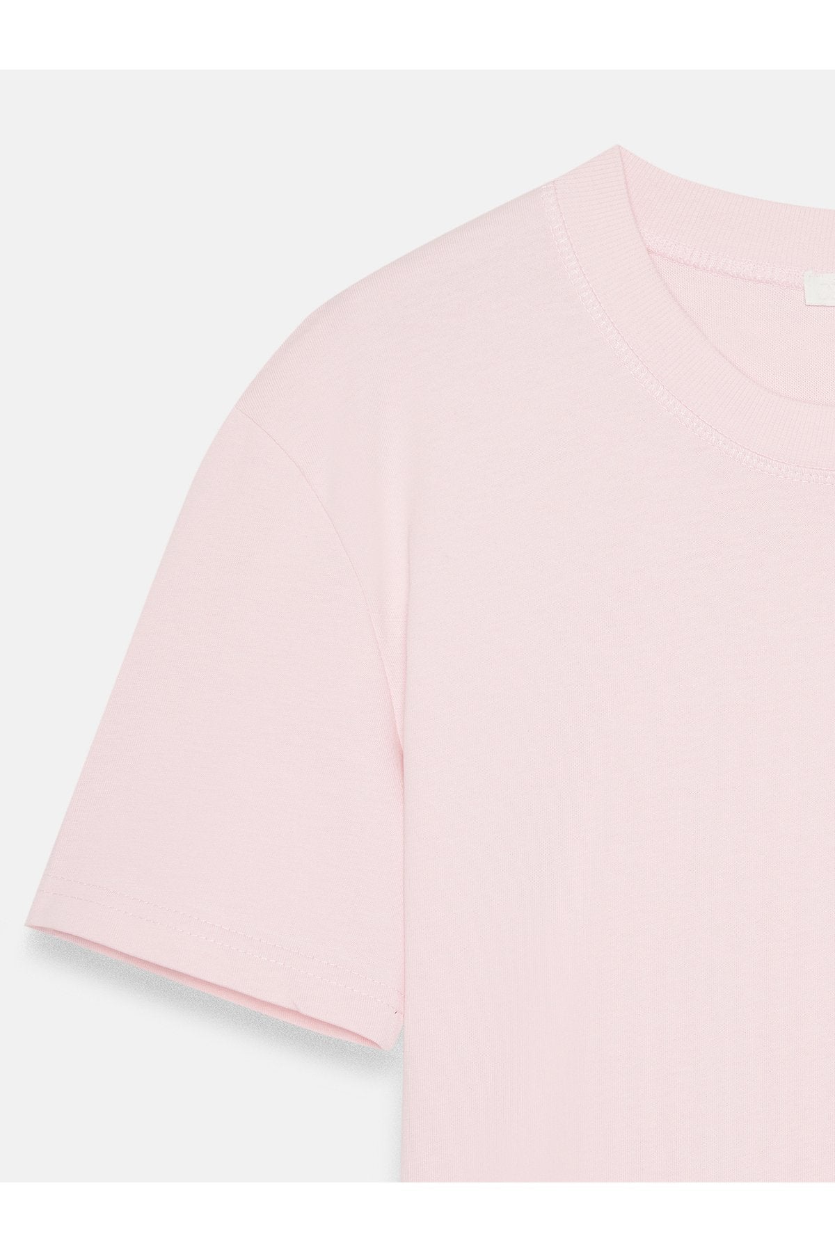 30312 %100 Pamuk Bisiklet Yaka T-Shirt-Toz Pembe