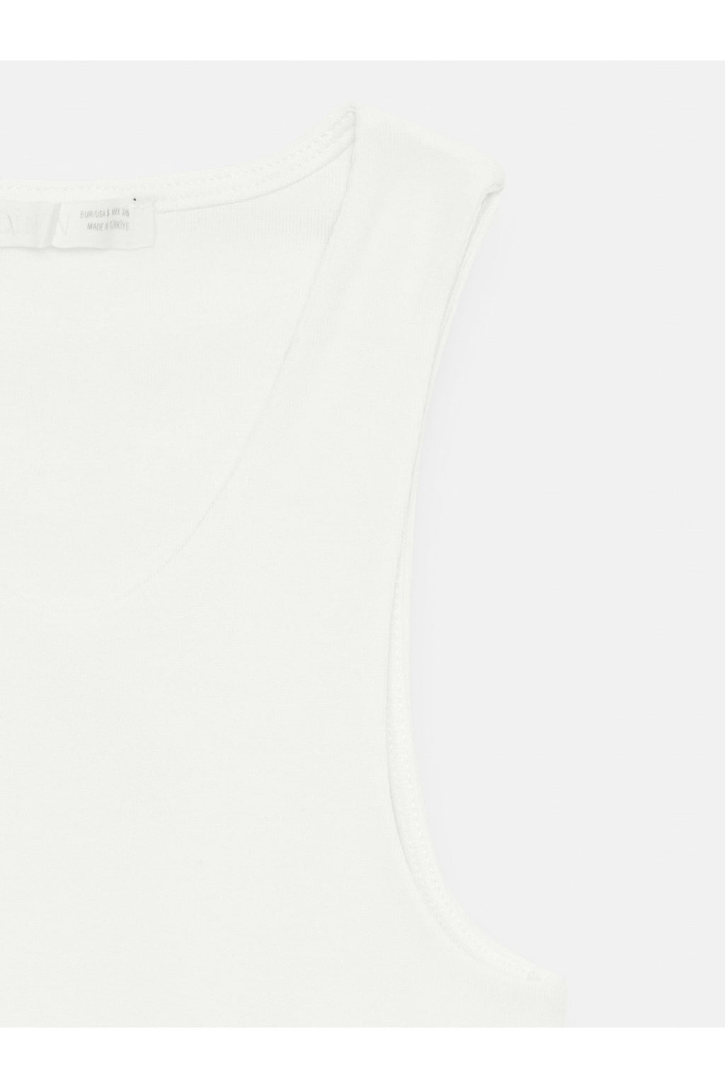 32941 Halter Yaka Crop Top-Ekru