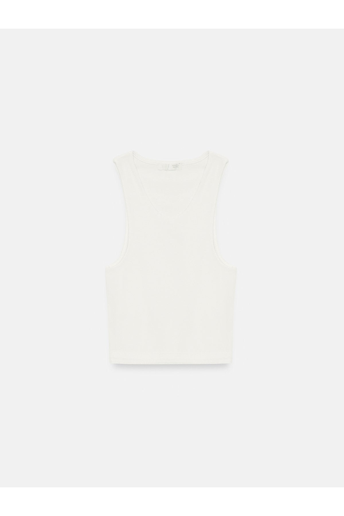 32941 Halter Yaka Crop Top-Ekru
