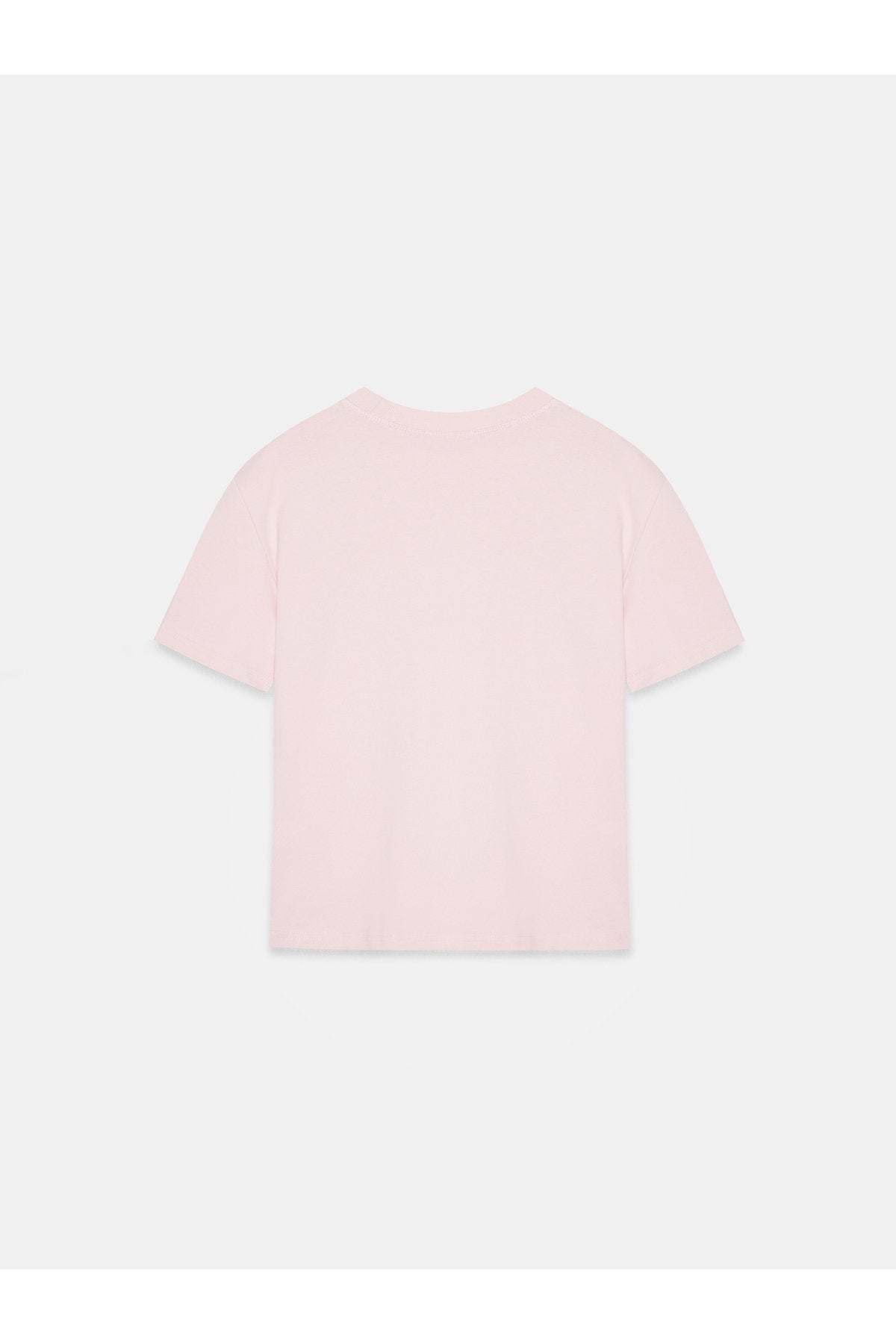 30312 %100 Pamuk Bisiklet Yaka T-Shirt-Toz Pembe