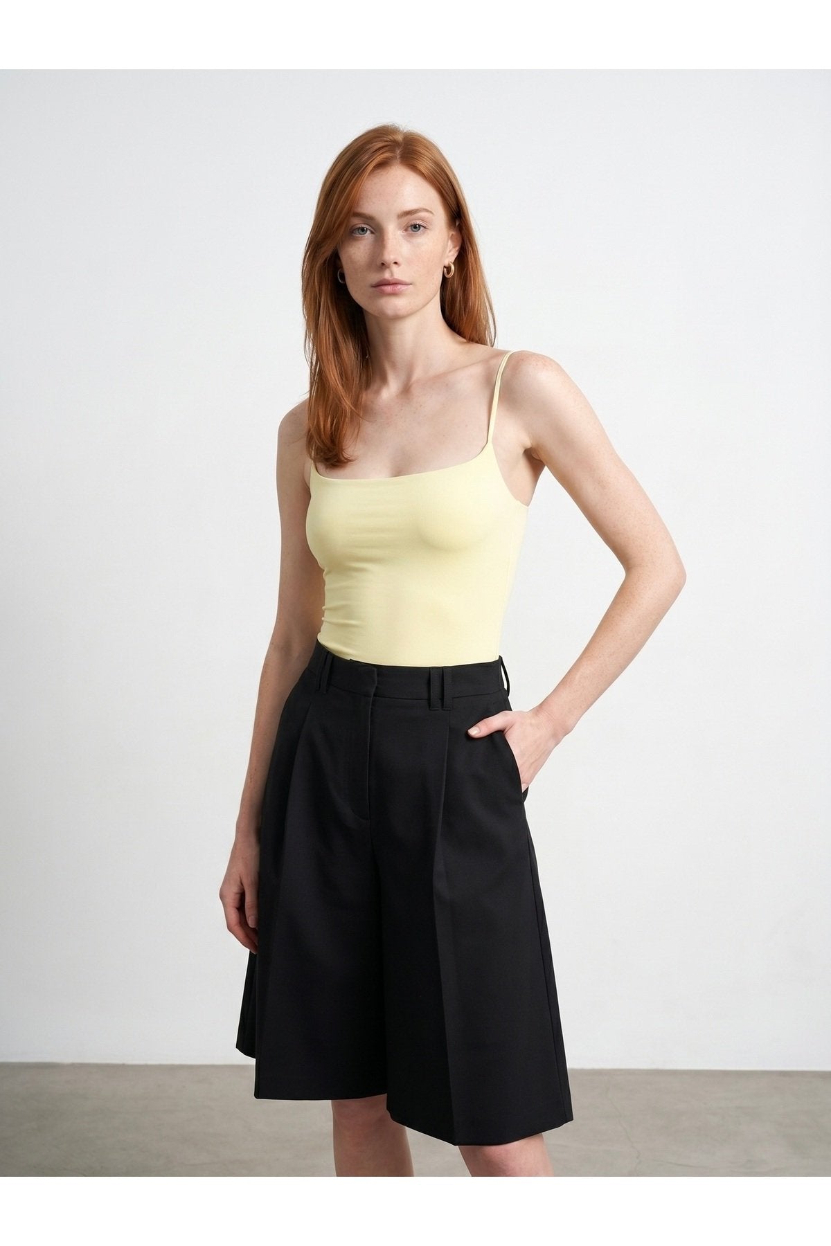 21216 Askılı Bodysuit-Açık Sarı