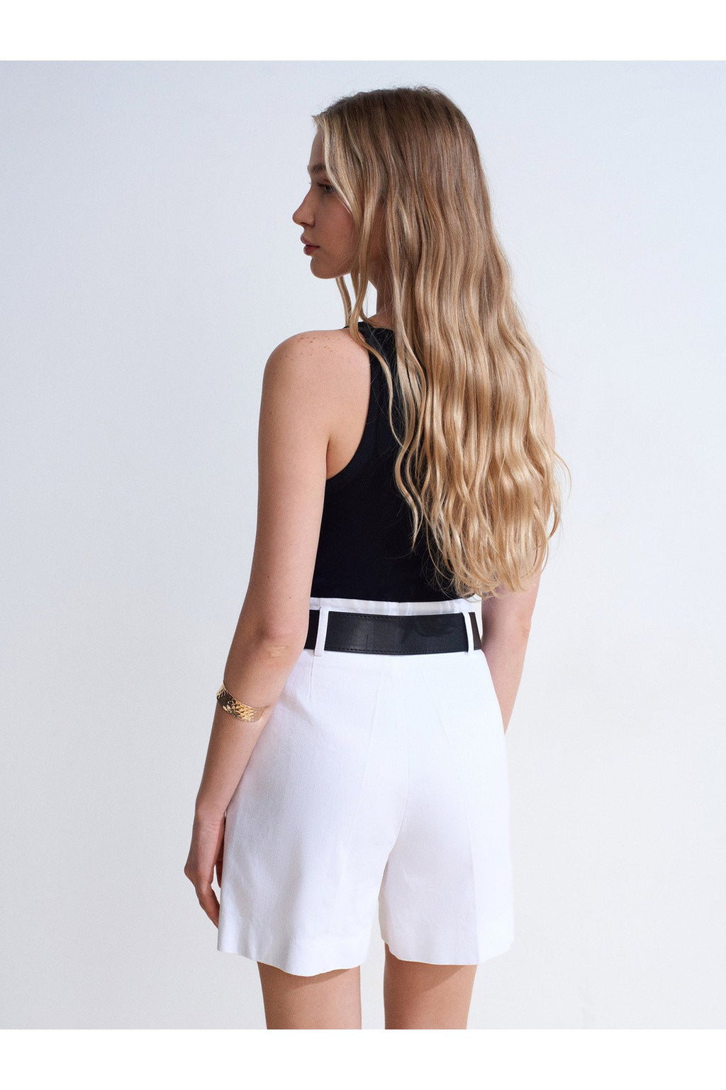 32892 Halter Yaka Top-Siyah