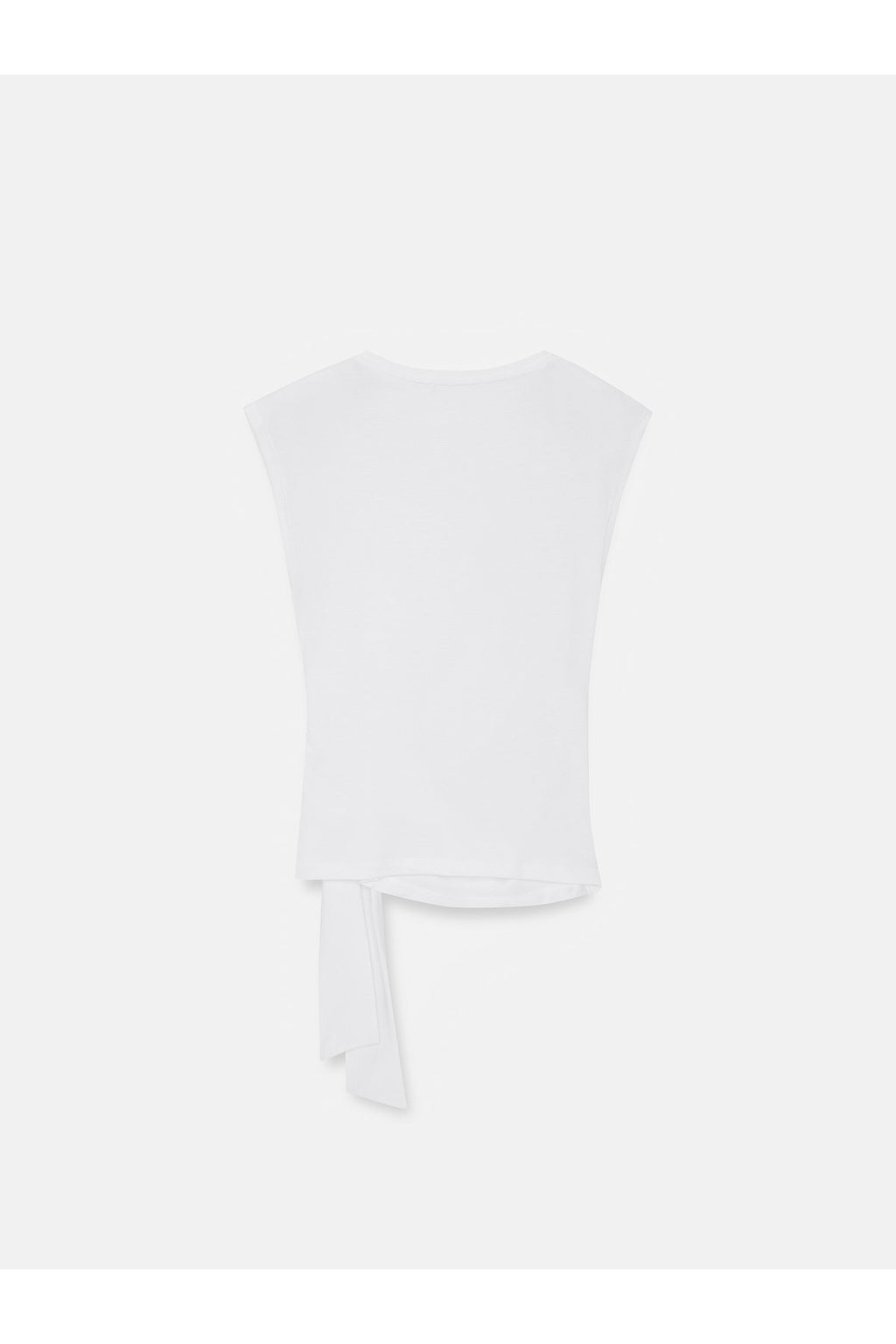 32724 %100 Pamuk Bağlama Detaylı T-shirt-Beyaz